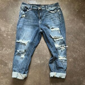 Distressed Blue Jeans